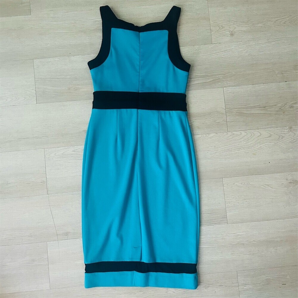 Nicole by Nicole Miller Dress Womens Size M Teal Black Colorblock Sheath - Picture 5 of 7